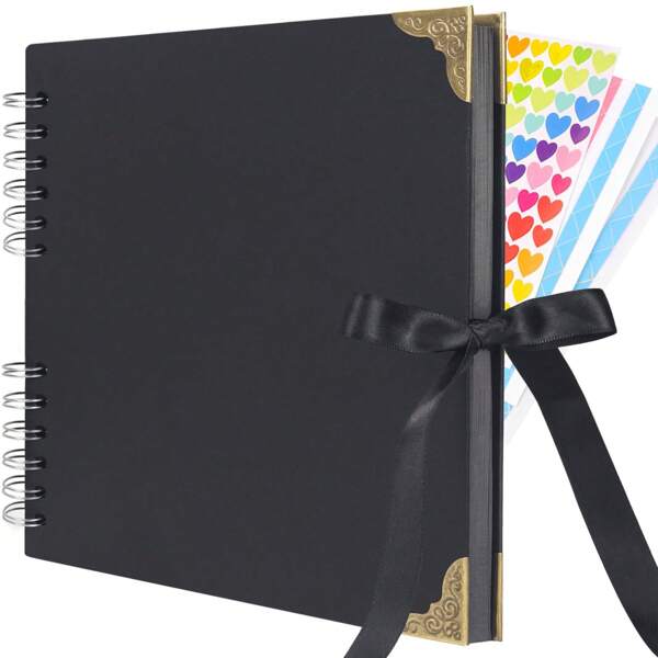 Scrapbook Album, 60 Pages Scrapbook Photo Album, Self Adhesive Scrapbook Album, 30 Sheets Photo Album Scrapbook, Memory Book, Kraft Paper Scrap Book Photo Albums With 3 Sheets Stickers, Ideal For Your Scrapbooking Albums Art & Craft Projects Travel Guest Book Christmas Wedding And Anniversary Family
