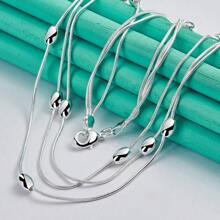 1pc Charm 925 Silver Plated 45cm Exquisite Luxury Snake Chain Tassel Beads Necklace Women Elegant Gift Party Fashion Jewelry Accessories