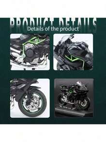 1 pièce Moto Kawasaki H2R, moto de simulation, jouet de moto en alliage, modèle de moto 3D, jouet de voiture miniature à l'échelle 1:18, décoration de moto, cadeau d'anniversaire, cadeau de fête, retour à l'école