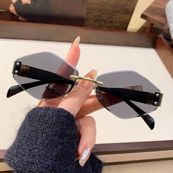 1 pezzo di occhiali alla moda e neutri con un design semplice ed elegante, linee di montatura lisce, adatto per varie occasioni. Questo paio di occhiali aggiunge un fascino unico ai tuoi vestiti, con gambe in metallo e uno stile coreano senza montatura personalizzato