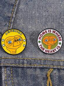 1/2 piezas Broche con diseño de alienígena geométrico gracioso y feo, accesorio metálico para ropa, decoración versátil