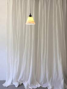 Cirelle 1pc Linen-Style White Sheer Curtain, Japanese/Vintage Style For Living Room Bedroom Cafe, Translucent