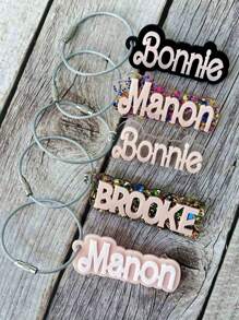 1pc Custom 3D Name Acrylic Keychain - Personalized English Letter Tag With Silver Coil, Unique Key Pendant Ornament Decoration Gift, Can Be Used For Backpack, Party, Mother's Day, Graduation, Birthday Gift - Perfect Gift For Women | Fashion Accessories | Pink Letters, Personalized Pendant