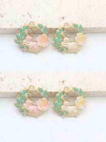 4pcs Butterfly, Floral Wreath, Bird, Lake Blue Rabbit DIY Fashion Jewelry Pendant Accessories For Daily Wear