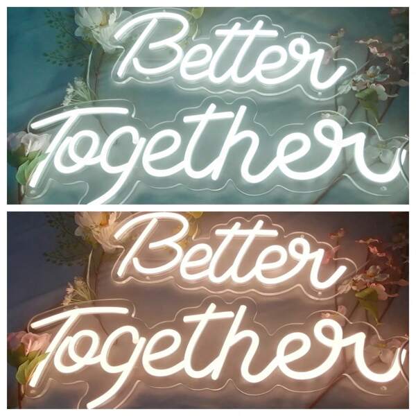 Better Together neonbord, neonlicht voor wanddecoratie, neonbord voor bruiloften, warmwitte LED-neonverlichting USB-letters neonborden LED-borden voor bruiloften, verlovingsfeesten en verjaardagen