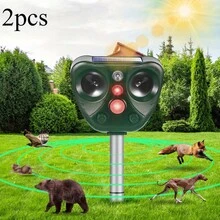 2025 Upgraded Solar Animal Repeller Outdoor Outdoor Skunk Repeller For Yard Dog Repeller Raccoon Repeller Squirrel Repeller Solar Animal Repeller (2 Pack) - Green - View 2