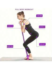 1 件弹性瑜伽踏板拉力器阻力带拉力绳，多功能拉伸器腿部训练器，非常适合腹部/腰部/手臂/腿部拉伸和瘦身 - 彩色 - 查看 4
