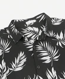 Big And Tall Men's Hawaiian Shirt - Short Sleeve, Tropical Floral Button Down Casual Summer Beach Shirthalloween - Lá cọ đen mới - Xem 3