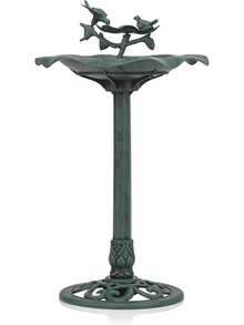 Alpine Corporation Bebedero de Pájaros con Flor de Loto para Exteriores de 33 de Alto, Verde - Estatua de patio para pájaros - Ver 9