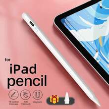 1 pieza Bolígrafo de lápiz táctil de aleación de aluminio blanco con 2 puntas, compatible con iPad Pro, Air, Mini, bolígrafo capacitivo para dibujar compatible con tabletas Apple actualizadas después de 2018
