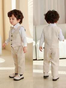 4 pezzi Set di abbigliamento formale per ragazzi: Completo, Camicia, Pantaloni, Cravatta, Stile da gentiluomo per feste, compleanni, festa della mamma