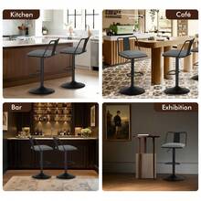 ALFORDSON Bar Stool Set Of 2, Height-Adjustable Kitchen Stool With Swivel Function (53-75 Cm Seat Height), Premium Bar Stools For Kitchen And Dining Area (Fabric, Grey) - Grey - View 6