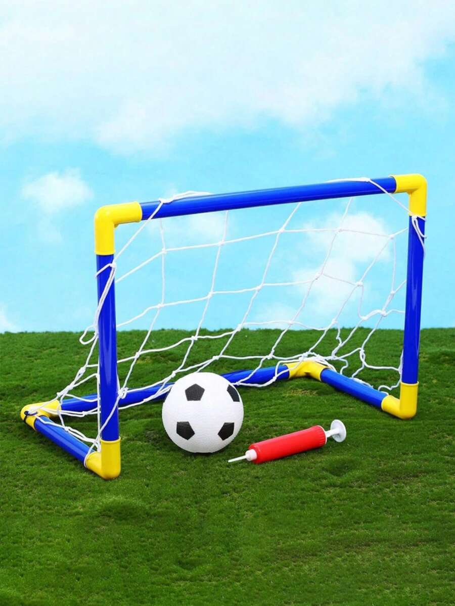 1 Set de Portería de Fútbol Plegable para Interiores/Exteriores con Balón y Bomba, Equipo Deportivo (Bomba incluida al azar), Navidad - Multicolor - Ver 1