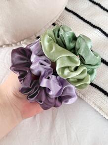 5 Stück mehrfarbige unifarbene, einfache, vielseitige Haargummi Scrunchies, hochwertige Haraccessoires aus Kunstseide-Stoff für Pferdeschwanz & Dutt, Haraccessoires, Haargummis
