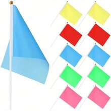 1 pièce Mini fanion carré de couleur unie - couleurs vives, en polyester, idéal pour les défilés, cérémonies, fêtes d'anniversaire, décoration de fête d'intérieur/extérieur sans alimentation électrique, festivals, petit drapeau d'extérieur, conception simple facile à tenir