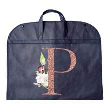 Portable Dustproof Clothing Covers Nonwovens Waterproof Clothes Dust Cover Tote Bags Rose Gold Initials A To Z Letter Pattern Clothes Dust Case Dress Protector Garment Bags Outdoors Close Organizer Dress Cover Suit Coat Storage Bag Garment Bags Wardrobe Hanging Garment Protector Cover Bag
