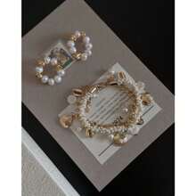 Bracelet de perles de coquillages, pendentif de coquille, de conque et de perle, bracelet de perles de paille, design créatif, style vacances, s'assortit bien avec des perles d'eau douce, convient pour un port quotidien