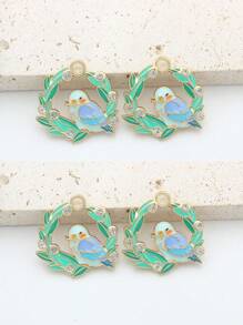 4pcs Butterfly, Floral Wreath, Bird, Lake Blue Rabbit DIY Fashion Jewelry Pendant Accessories For Daily Wear