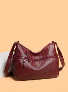 Weiluola Women's Vintage Crossbody Bag - Adjustable Strap, Multiple Pockets, Metal Zipper And Buckle Decor, Durable Fabric, Multifunctional Travel Wallet | Fashionable Minimalist Design | Refined Textured Surface