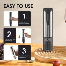 Feizsmile Electric Wine Bottle Opener, Rechargeable Wine Opener For Red Wine, USB Charging One-Button Automatic Wine Bottle Opener, Suitable For Wine Lovers Gift, Home Kitchen Party Bar Wedding Use (Stainless Steel Finish)!