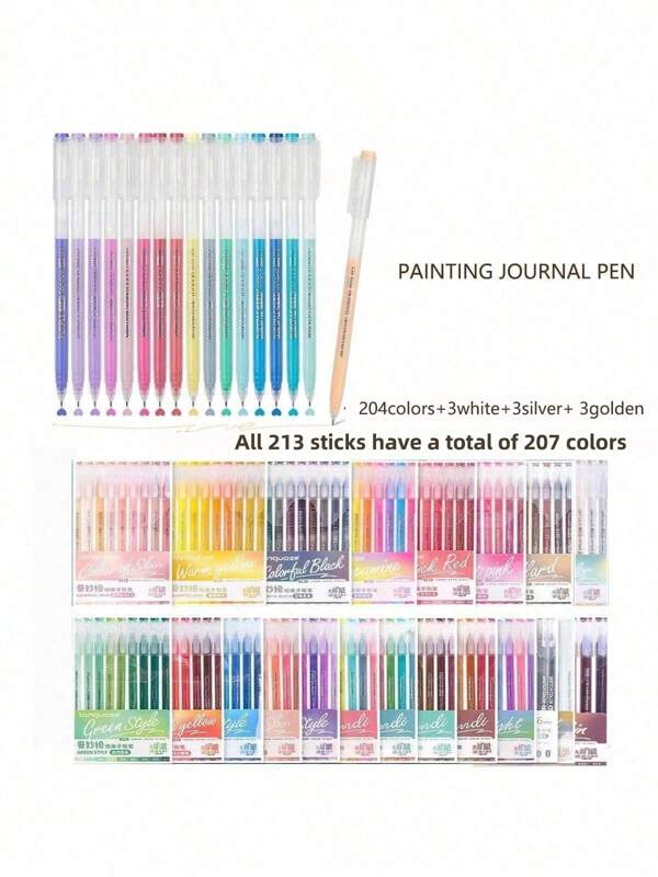 213 pezzi Penne colorate neutre ad alta capacità, colori Morandi, liner da 0,5 mm Bapoint, stile Mori, per contabilità manuale, pittura, scrittura, disegno, evidenziazione, palette di colori retrò, forniture scolastiche, Back to School