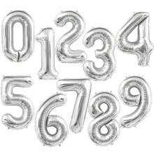 2pcs Large 40inch Silver Digital Aluminum Film Balloons, Big Number 0-9 Balloon, Birthday Party Anniversary Wedding Decorations - Silver - View 7