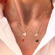 1 pièce Nouveau collier mode femme en acier inoxydable doré avec pendentif cœur coloré