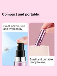 1 pieza Atomizador de perfume portátil y recargable, sin necesidad de embudo o cuentagotas. A prueba de fugas, sin atascos y sin olor. Adecuado para almacenar perfume, tónico, desmaquillante, etc. Diseño compacto perfecto para mujeres con vida activa