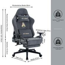 Office Chair, Gaming Chair, Breathable Office Chair Made Of High-Quality Fabric, Soft Fur, Ergonomic Computer Chair, Adjustable And Swivel Office Chair With Footrest - 灰色 - 查看 2