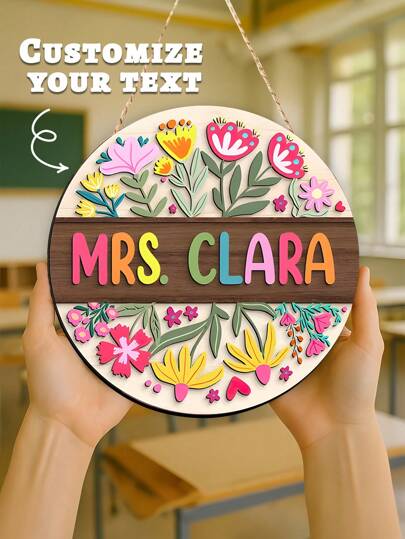 Letrero personalizado con el nombre del maestro para la puerta - 9 estilos, regalo de aprecio al maestro, colgador de puerta con el nombre del maestro personalizado, decoración del aula, regalo para maestros, letrero de bienvenida