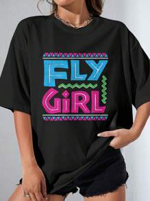 EWH EWHFly Girl 80s 90s Old School Distressed B-Girl Hip Hop T-Shirt