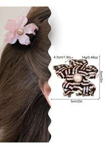 1pc Acrylic Pearl 5-Petal Flower Hair Clip Claw Clip For Bun Hairstyle, Hair Claw, Wholesale