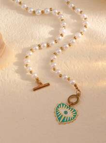 1 pieza Collar de perla blanca y diseño de estrella de mar dorada, elegante y de moda, apto para uso diario, festivales y regalos