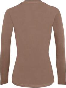 Women's Under Scrub Tee Crew Neck Long Sleeve-Shirt - 巧克力麥芽 - 查看 3