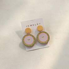 1 par de aretes redondos de acrílico con grafiti de estilo deportivo para mujeres, para vacaciones y fiestas