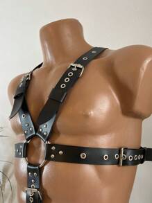 1pc Men's Leather Underwear Full Body Harness, Men's Thongs And Leather Tops, Men Harnesses