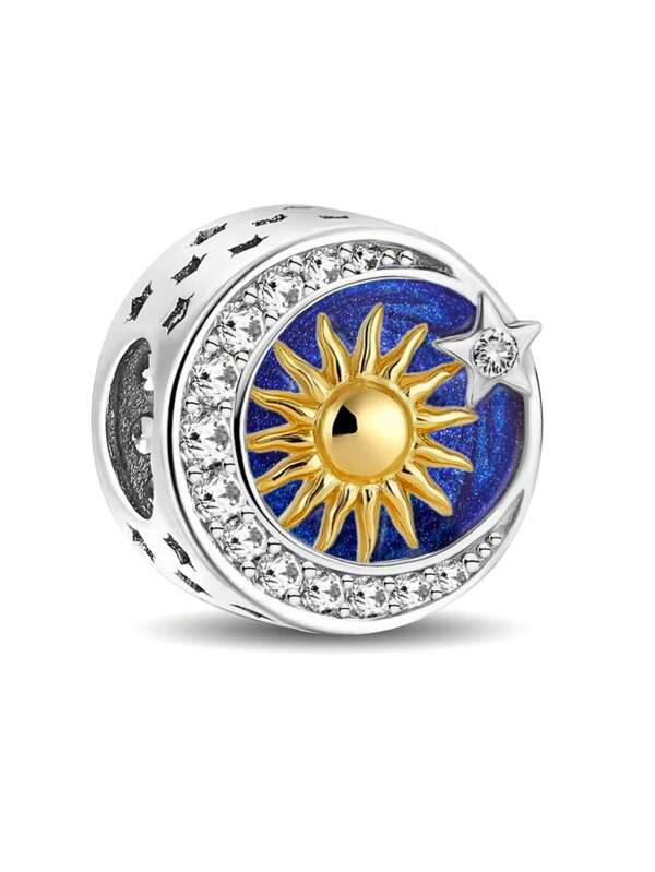 1 pieza Colgante de cuentas con diseño de sol, luna y estrellas a la moda, apto para pulseras, brazaletes y elaboración de joyas DIY, para combinar con atuendos diarios y decoración de joyas para niñas