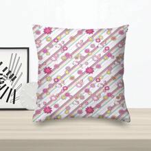 Sanrio 1 PIEZA Almohada personalizada con impresión de cabeza de gato de dibujos animados + girasol, de poliéster transpirable, suave y resistente al color, lavable a máquina, versátil para la sala de estar y el dormitorio