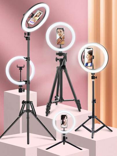 AXNEN 10-Inch Detachable Selfie Ring Light, 3 Color Temperatures, 10 Brightness Levels, LED Ring Light, Suitable For Live Streaming, Photography, Makeup, Selfie, Compatible With Smartphones, Includes Flexible Tripod And Phone Holder