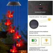 1/2/4pcs Solar Powered Wind Chimes, Outdoor Garden Yard Decor, Cardinal Bird, Home Party Night Garden Decoration Valentines Day Gifts - Solar Red Bird Wind Chime Light - View 9