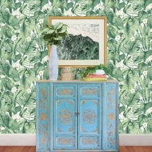 Tropische Blattpflanzen Muster Tapete, wasserfeste selbstklebende Vinylfolie, leicht ablösbar und klebbar, abnehmbare Kontaktfolie, Bohemian Palmenblatt Blumentapete, 1 Rolle - 44cm x 3/5/10m, geeignet für Heimdekoration, Tapete, Wanddekoration, Schlafzimmer, Badezimmer, Wohnzimmer, Küche, Herbstdekoration, Möbel Renovierung Aufkleber, Schrank, Regalauskleidung Dekor, Mietwohnung Studenten Dekoration, Abschluss Einweihungsgeschenk