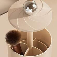 Adjustable Makeup Brush Holder Cup, Dustproof Vanity Table Top Press Makeup Brushes And Cosmetics Organizer