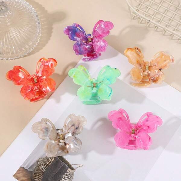 Elegante Blumen Haarspange, großer Schmetterling Haarclip im Boho-Stil - Farbverlauf Schmetterlings-Design, geeignet für Frauen, Valentinstag und den Alltag, passend für Dutt, Pferdeschwanz, glänzende und matte Farben, für den täglichen Gebrauch geeignet