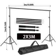 1Set Photo Studio Backdrop Support Kit Includes 2Pcs Background Brackets,Splicing Crossbars,Portable Bag For Carrying Hands,2X2M/2X3M/2.6X2M/2.6X3M/2.8X3M/3X3M High Adjustable Background Stand For Parties, Photoshoot, Photography, Projector Screen, Movie Screen, Wedding, Events Decoration, Balloon ﻿