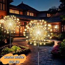 1 paquete de luces de fuegos artificiales solares, 8 modos de iluminación LED para jardín y senderos al aire libre, inalámbricas, solares, con control de botón, para patio, villa y decoración exterior