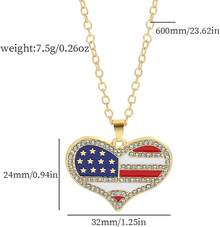 4th Of July Necklace Patriotic Rhinestone Red Blue White American Flag Enamel Stars Heart USA Flags Sparkly Crystal CZ Pendant Necklace For Men Women Independence Memorial Day Fourth Of July Jewelry Gifts2025 - 心形項鍊 - 查看 6