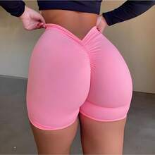 Women's High Waist Sexy V Back Yoga Shorts For Tummy Control Fitness Athletic Workout Running Shorts Sport Butt Scrunch Booty Yoga Shorts Buttery Soft Tummy Control Gym Shorts For Workout Sport Running Biking - 粉色 - 查看 2