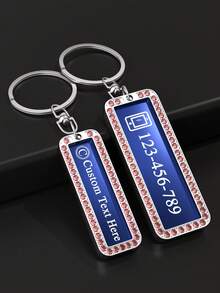 Personalized Engraved Keychain, Custom Car License Plate Keychain, Customized Car Key Chain With Name Tag And Phone Number, Great Automotive Accessory Gift Idea For Father, Boyfriend,Engraved,Stainless,Colorful,Cute,Adorable,Funny,Kawaii,Y2K,Stylish,Unisex,Casual,Custom,Personalized,Unique,Customized,Ideal Gifts For Him,Ideal Gifts For Her,Her,Boyfriend,Girlfriend,Family,Friends,Children,For Anniversaries,For Valentine's Day,For Mother's Day,For Birthdays,For Children's Day,For Father's Day,For Graduation,For Weddings,For Housewarming,Chic Autumn,Apparel Accessories,Customized Keychains & Accessories - Glossy Blue Bottom (small) - View 8