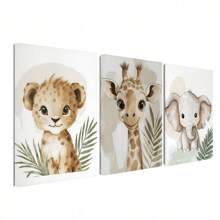 1/3 piezas Pósteres de arte de pared con estampados de animales, estilo moderno, estampados de animales de la jungla, decoración de guardería, guardería para bebés, arte de pared de guardería de animales, decoración de jungla para guardería, sin marco / enmarcado