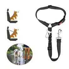 Adjustable Two-In-One Pet Car Seat Belt, Retractable Elastic Reflective Dog Leash, Seat Belt Made Of Durable Polyester Fiber, Washable By Hand, With Safety Buckle And Elastic Elastic Buffer, Which Is Very Suitable For Safe Travel With Dogs.